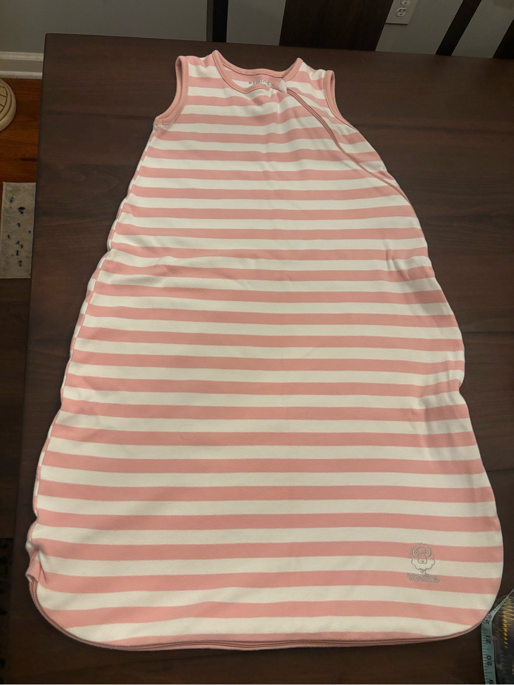 Woolino Ecolino Pink & White Striped Sleeveless Baby Sleep Sack 100% Cotton — image 3 of 8